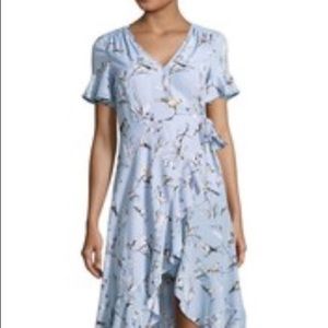 Patterned wrap dress.